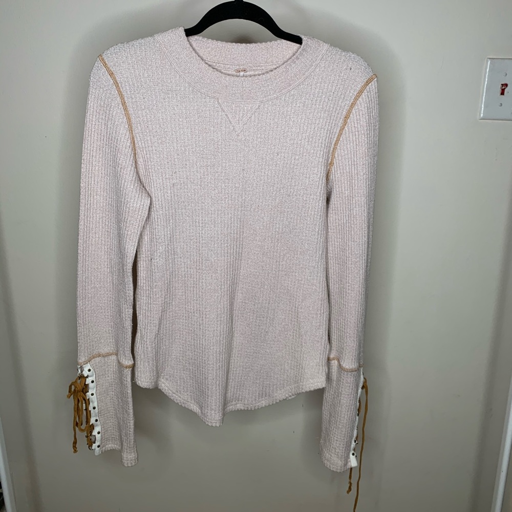 Free People Shirt with Lace Up Long Sleeves